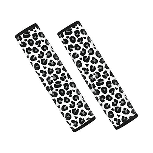 Wanyint Almohadilla de hombro para cinturón de seguridad de coche con estampado de leopardo gris blanco para adultos y niños Cubierta de hombro para mujeres y hombres, ajuste universal, SUV,