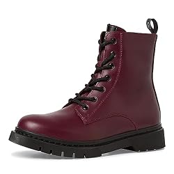 Tamaris Botines para Mujer, Tacón Cuadrado, Plantilla Extraíble, Rojo, 37 EU
