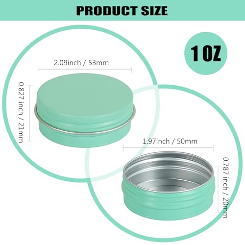 Aluminum Tins with Lids for Salve, Salve Tins Container Round Cosmetic Tin Jars Candle Jars Aluminum Tin Cans with Screw Lids for Spice,Salve,Candles(Mint Green) (Mint Green, 48 Pack - 1 oz)2