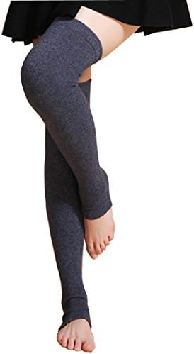 LerBen Womens Warm Cashmere Leg Warmers Long Soft Knee High Legging Socks, Gray
