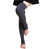 LerBen Womens Warm Cashmere Leg Warmers Long Soft Knee High Legging Socks, Gray