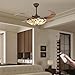 INPAITOO Tiffany Ceiling Fan, 42inch Retractable Ceiling Fan Light with Remote Control, 3 Color Tools, Glass Retractable Chandelier Tools for Living Room, Bedroom