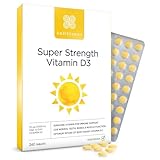 Healthspan Super Strength Vitamin D3 | Immune Health | Bone, Teeth & Muscle Health | Contains 1,000iu of Natural Source Vitamin D3 in Each Tablet | Vegetarian (240 Tablets)