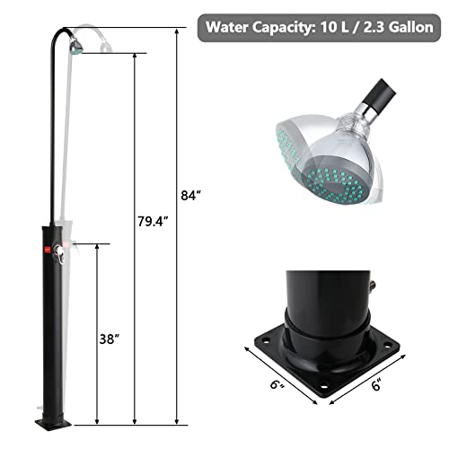 Vingli 7Ft Solar Heated Shower, Pool Solar Shower Kit With Shower Head For Outdoor Backyard Poolside Beach Pool Spa,Black #TOP3
