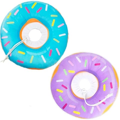 2 Pack (Purple S and Blue S) Cat Cone Collar Soft, Cat Recovery Collar for Wound Healing Cute Cat Donut Adjustable Cat Cones to Stop Licking Comfortable Lightweight Neck Elizabethan Collars for Cats Cover