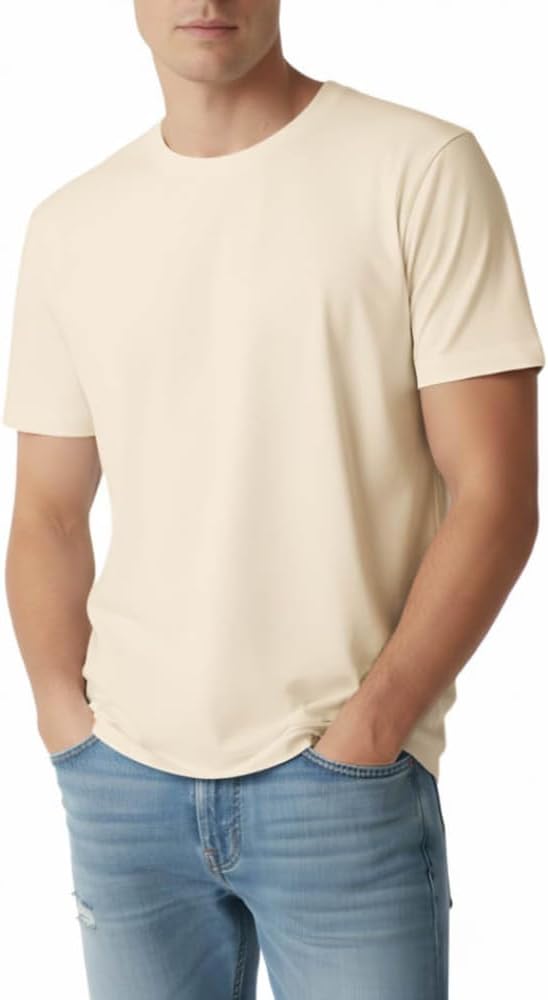 Men’s 100% Cotton T-Shirt, Crew Neck Soft Premium Regular Fit Tee, Plain Short Sleeve Comfort Fit Tees for Men