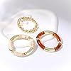GOOJIDS Simple Beaded Gold Plated Bangles Bracelet Chunky Bamboo Tube Curved Stacking Clear Acrylic Colorful Beads Stretchable Gold Plated Bracelets Set For Women (T-Gold&Brown Set) #2