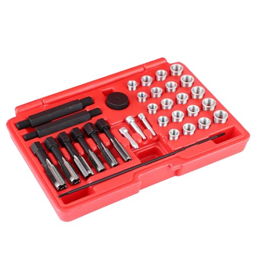 Kit réparation filetage bougie préchauffage en acier robuste et adaptateurs de haute précision