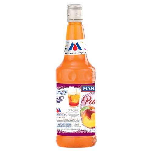 Image of Manama Peach Fruit Syrup | Mixer for Mocktails, Cocktails, Drinks, Juices, Beverages | Non Alcoholic Mix 750ML Bottle