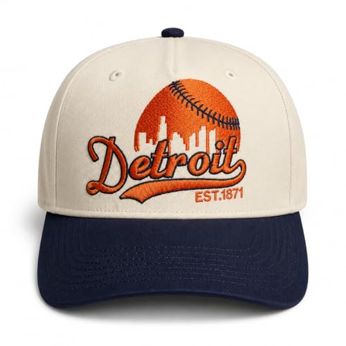 Detroit Hat Classic Detroit Baseball Cap for Men & Women Premium Embroidered Cotton Trucker Hat Vintage Baseball Fan Gear