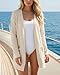 STYLEWORD Women's 2026 Cardigan Sweaters Spring Fashion Lightweight Open Front Waffle Knit Casual Long Beige Cream Cardigans Outfits Clothes with Pockets(Apricot-XL)