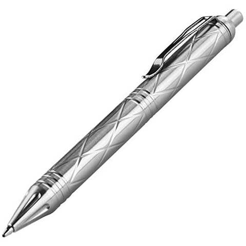 SMOOTHERPRO Stainless Steel Push Button Mechanism Pen Solid Comfortable Weight for Holding Click Ballpoint for Valentines Easter Christmas Birthday Festival Signature Gift(PSS043) Cover