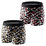 Carer 2 Pack Men's Incontinence Pants 250 ml Absorbency Cotton Boxer Briefs Washable Reusable Soft Breathable Underwear for Daily Use Adult Protection Checked Size 3XL
