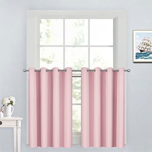 Yakamok Insulated Blackout Window Draperies - Energy Efficient Home Decor Grommet Top Curtains for Bedroom(Pink, 52Wx36L, 2 Panels)
