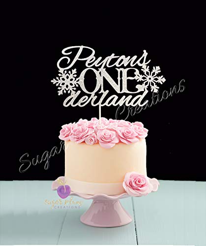 Sugar Plum Creations Onderland Snowflake Birthday Cake Topper: Silver