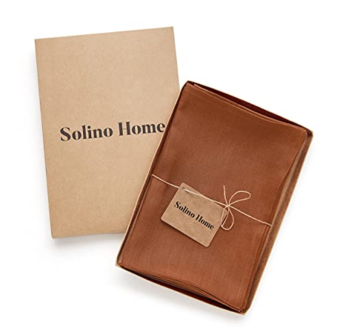 Solino Home Linen Napkins Cinnamon – 20 X 20 Inch, 100% Pure Linen Dinner Napkins Set Of 4 – Fete, Handcrafted From European Flax And Machine Washable Fabric #TOP2