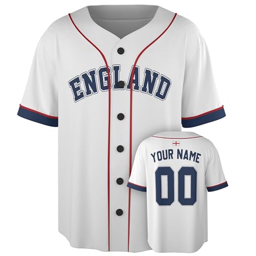 Custom England Baseball Jersey - Camiseta personalizada para fans, orgullo deportivo con número y nombre, uniforme de softball para hombres y mujeres