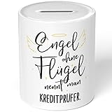 JUNIWORDS Spardose Sparbüchse, Engel ohne Flügel nennt Man Kreditprüfer (5171083)