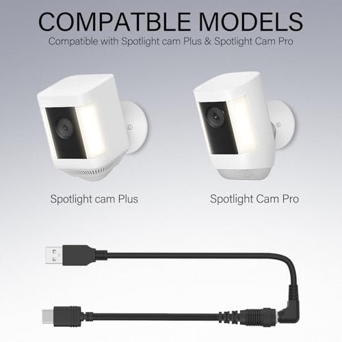 Cordro 13.2FT Charger Cable Power Adapter Compatible with Ring Stick Up Cam Battery/Plug-in 3rd Gen/2nd Gen & Ring Pan Tilt Stick Up Camera, Indoor/Outdoor Weatherproof Power Cord, Black by Cordro - Used condition - Image 3