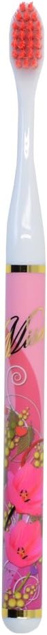 Kebaina Adult Beautiful Flower Pattern Toothbrush Fine Soft Bristles Pink Color