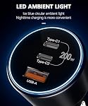 200W Car Charger, USB C Car Charger PD3.0 QC4.0 PPS Fast Charging Car Adapter with 2 100W USB C Cable 3 Port Type C Cigarette Lighter for Dell XPS, MacBook, iPhone 16 15 14, Galaxy S24 Ultra, iPad Pro