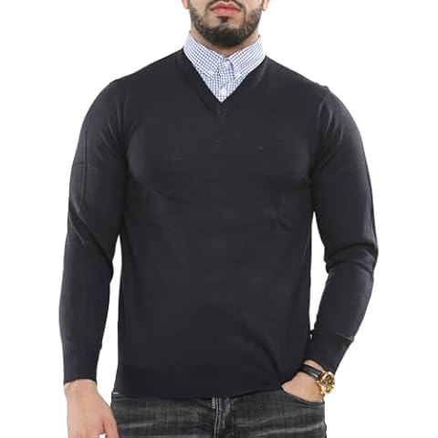 NOROZE Men's Mock Collar V-Neck Jumper Cover