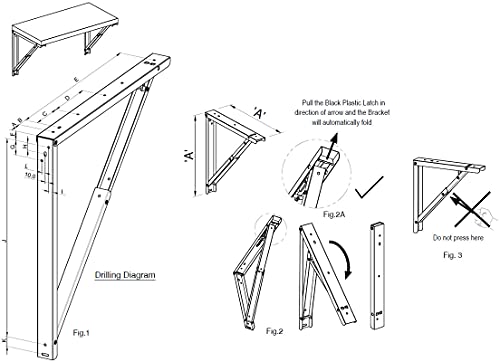 Image of Compal 24 Inch Folding Shelf Brackets for Wall Mounted Table, Heavy Duty Metal Foldable Bracket Pair for Study Table, Laptop Desk, Work Table & Shelf, Space Saving 90 Locking Support, White