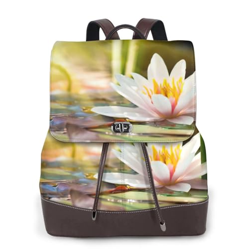 Sac à dos en cuir pour femme Lotus Blossom sac de ville élégant noir marron
