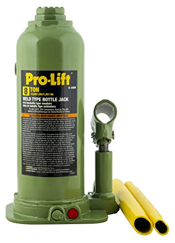 Image of Pro-Lift Welded Bottle Jack 8 Ton - (16,000 Lbs) Capacity Hydraulic Lifting with Side Pump Two-Piece Handle