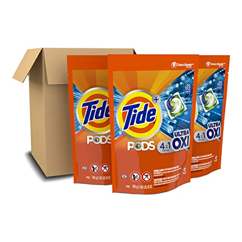 Image of Tide PODS Liquid Laundry Detergent Soap Pacs, 4-in-1 Ultra Oxi, HE Compatible, 3 Bag Value Pack, 75 Count