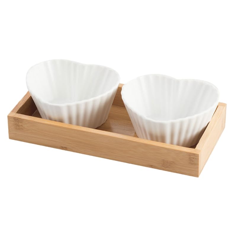 DECHOUS Heart Shaped Ceramic Snack Dish Set with Tray Food