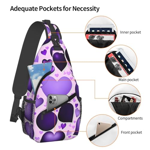 Mochila cruzada ligera con estampado de corazón negro miniatura 4