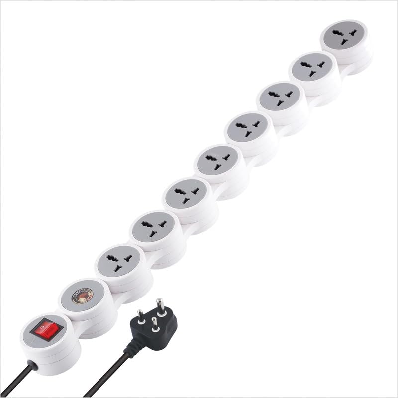 MX Surge Protector & Spike Guard with 4 Universal Socket Master Switch Power Indicator Built-in Fuse with Circuit Breaker (8 Socket/Spike Protector/Circuit Breaker/20Amp, 10 MTR)-image-36