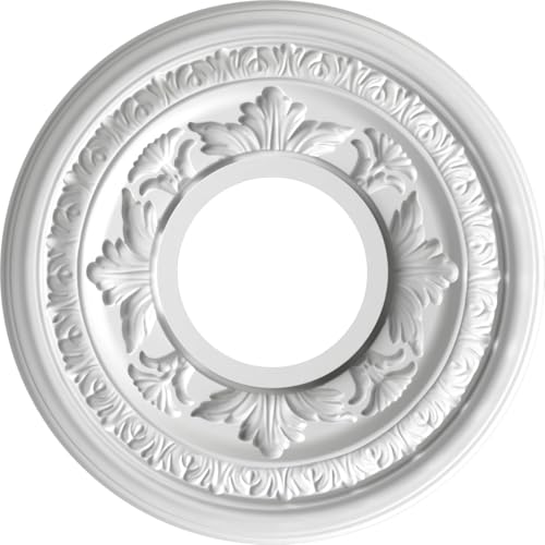 Image of Ekena Millwork CMP10BADST Baltimore Thermoformed PVC Ceiling Medallion (Fits Canopies up to 4 1 /4 inch), 10 inchOD x 3 1 /2 inchID x 3 /4 inchP, Universal Aged Metallic Weathered Steel