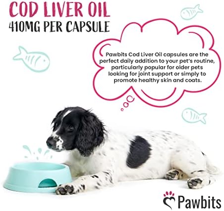 180 Cod Liver Oil Capsules for Dogs & Cats - (6 Months Supply) High Strength 410mg Gel Capsules to Support Joint, Skin and Coat Health - UK Manufactured