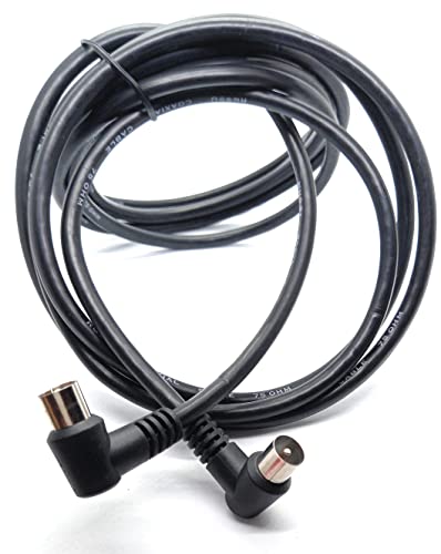 DRUT 3m TV RF Right Angle 90' Male Plug to Male Plug Coaxial TV Freeview Cable Lead 75 Ohm 10ft Black - Image 4
