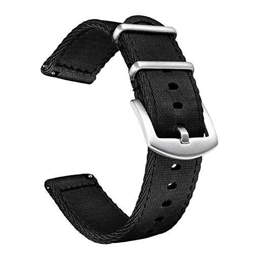 Militär Canvas Seat Belt Nylon Uhrenarmband 20mm 22mm für Männer Frauen mit Schnellverschluss Edelstahl Silberne Schnalle Cover