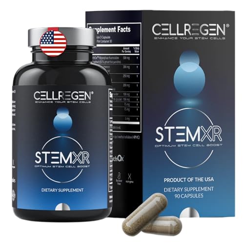 Cellregen StemXR Stem Cell Activator & Circulation Booster Stem Cell Supplement for Men & Women Blue Green Algae Longevity Vitality Anti-Aging Energy & Performance Support 90 Capsules