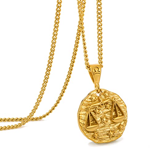 Collier zodiaque acier inoxydable de haute qualité avec relief constellations d'une grande finesse