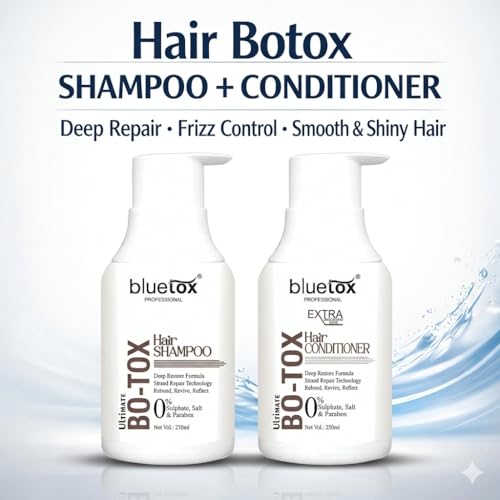 Image of HairTox shampoo and conditioner Combo with serum | sulfate and paraben free | Smoothens, Repairs & Adds Shine | HairTox Shampoo mask for Dry Damaged Frizzy & Chemically Treated Hair (250ML)