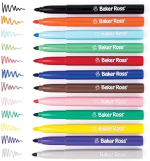 Baker Ross AW346 Chunky Felt Tip Pens Bulk Tub, Markers for Kids Arts and Crafts Activities and Teacher Supplies, Assorted, 48