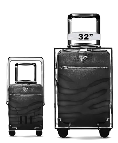 Fancy Walas 32 inch Trolley Bag Cover/Suitcase Bag Cover/PVC Trolley Cover Protector/Waterproof Dustproof Luggage Cover/Zippered Clear PVC Suitcase Cover Protectors (Black, Pack of 1, 32 Inch X Large)