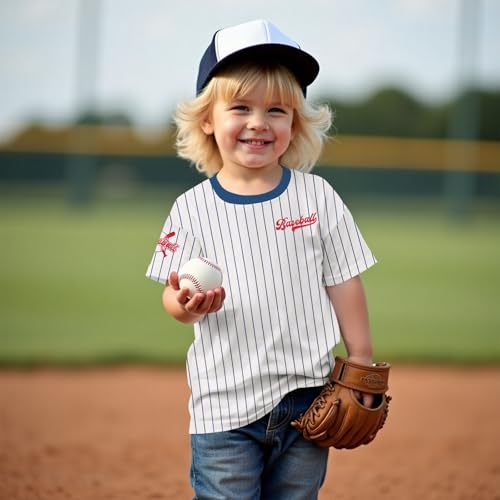 Toddler Baby Boy Girl Baseball Shirt Funny Stripe Jersey T-Shirt Kid Summer Game Day Short Sleeve Tee Tops2