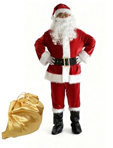 ABICULA Weihnachtsmann Kostüm komplett Herren Deluxe Nikolauskostüm...