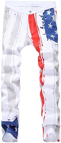 Allonly Men's Fashion Casual Slim Fit Straight Leg Painted Letters Printed Jeans Pants