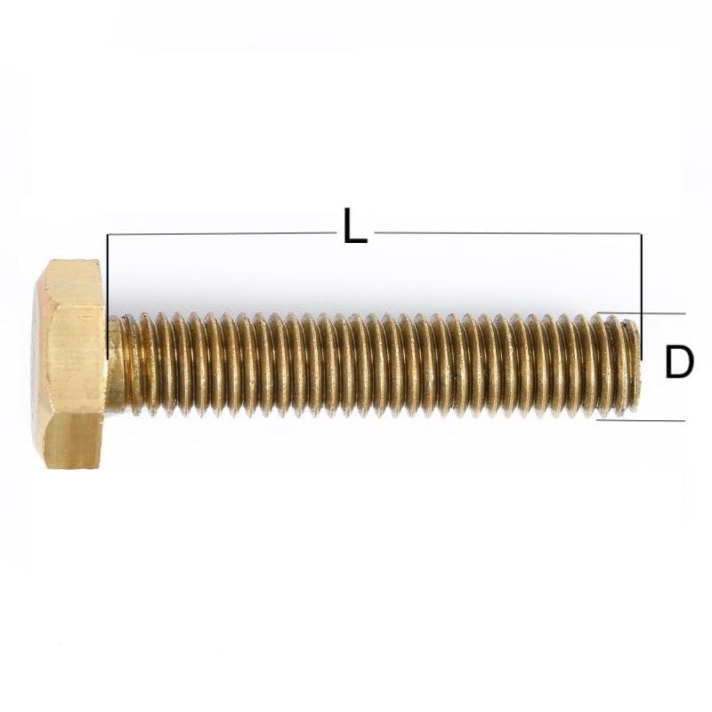 Image of M4*10mm Brass Hexagon Screw Bolts - 10 PCS External Hex Head Tap Bolts Hexagon Screws with External Hexagon Thread