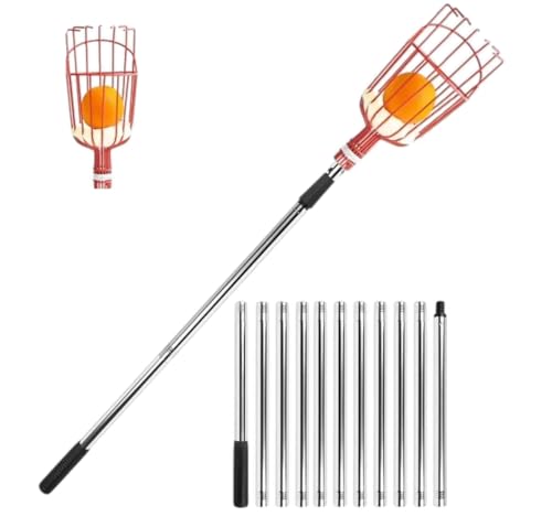 Image of Fieldstar 15 Feet Heavy-Duty Fruit Picker Tool | 10 Section Stainless Steel Pole with Strong Metal Basket | Easy Tree Fruit Harvesting Fruit Plucker Basket, Fruit Catcher