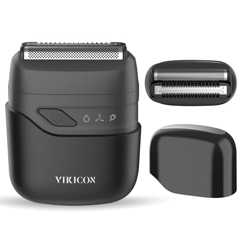 VIKICON® Electric Foil Shavers for Men, Compact Travel Face Shaver, Mini Razor for Shaving Face, Portable On-The-Go Shaver w/Dual Floating Blades, Close Shave Stubble Trimmer USB-C, Gifts for Dad Him