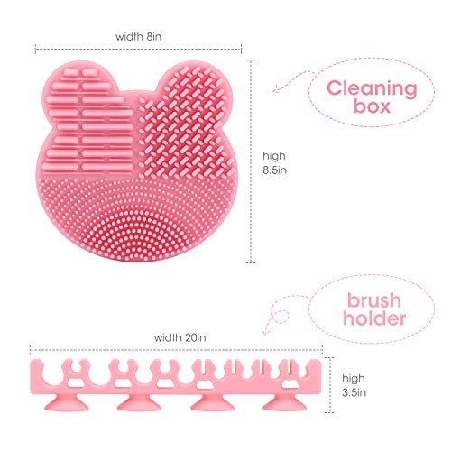 Oneleaf Silicone Makeup Brush Holder&Cleaner Sponge,drying brush &remove color, has Various Sizes Holes for Different Brush, Quick Cleaner Sponge without Water or Chemical Solutions-PINK - Image 6