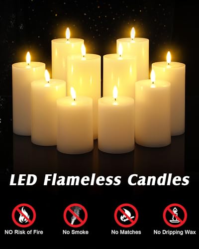 Image of Leelosp 10 Pcs LED Flameless Candles Battery Operated with Remote Timer